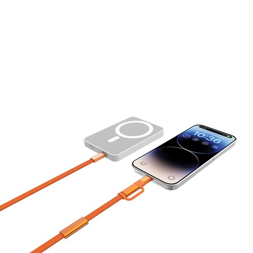 orange Cable de carga rápida 2 en 1 Arc RCS de 60W y 120 cm
