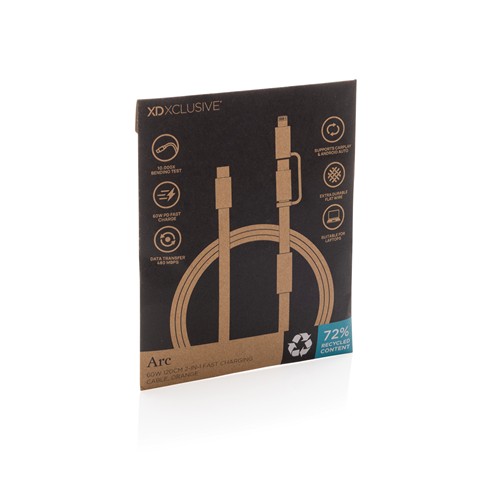 orange Cable de carga rápida 2 en 1 Arc RCS de 60W y 120 cm