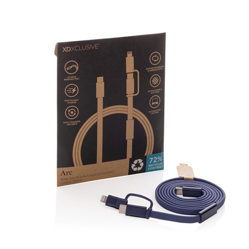 blue Cable de carga rápida 2 en 1 Arc RCS de 60W y 120 cm