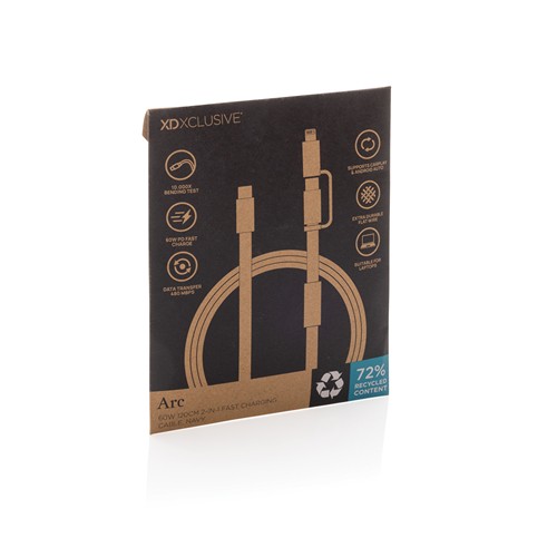 blue Cable de carga rápida 2 en 1 Arc RCS de 60W y 120 cm