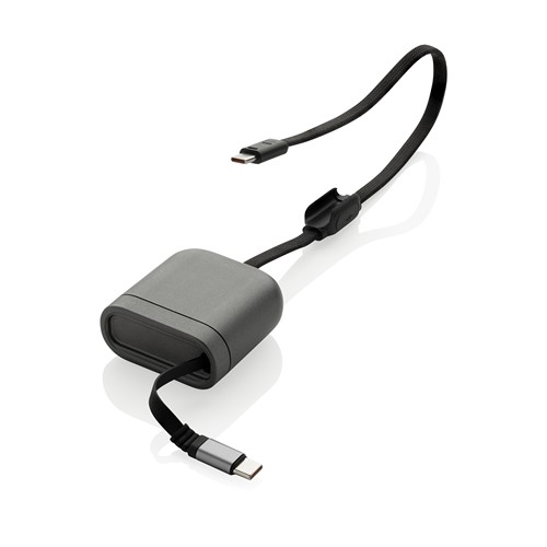 gray Cable de carga rápida 100W retráctil reciclado Spira RCS