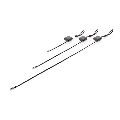 gray Cable de carga rápida 100W retráctil reciclado Spira RCS