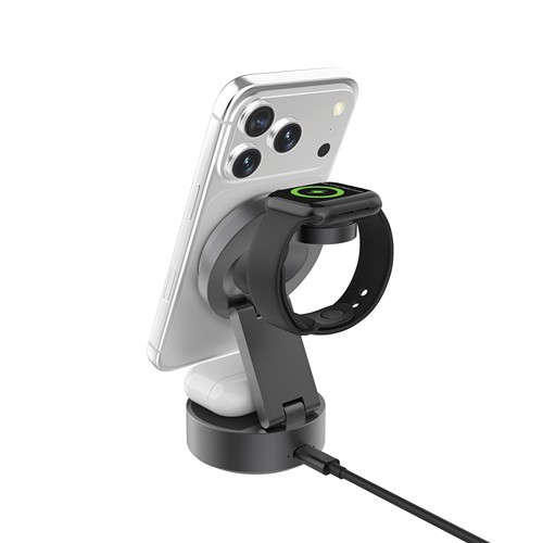 gray Cargador inalámbrico ultrarrápido 3 en 1 Quantum RCS 25W