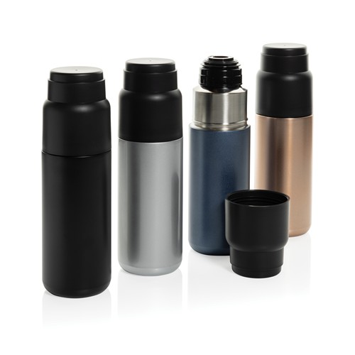 azul marino Termo reciclado Thermocup RCS con taza de 500 ml