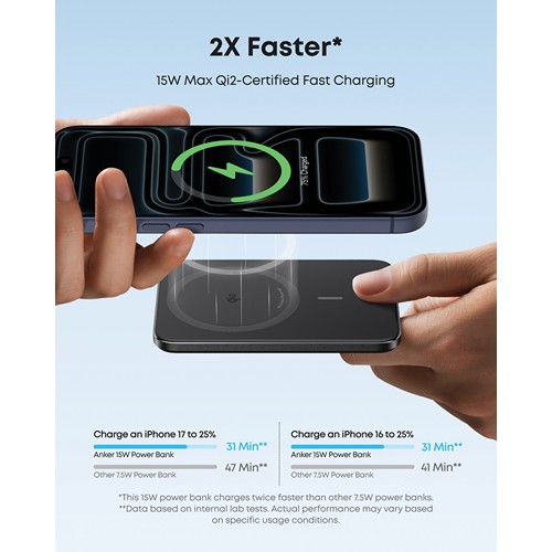 Powerbank 5000mAh 15W MagGo Qi 2.0 Anker Nano