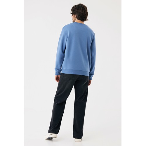 azul pato Sudadera de cuello redondo de algodón reciclado Torla IQONIQ