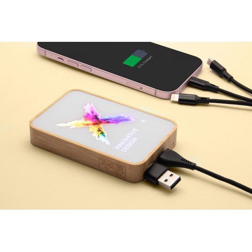 Powerbank lumineux 15W MagSafe 5000 FSC 100 bambou thumbnail 6