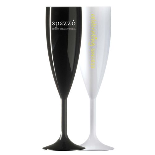 Flûte à Champagne en plastique réutilisable (187ml/6.6oz) Noir et Blanc