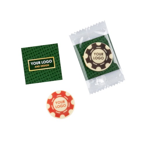 TARJETA PUBLICITARIA - IMPRESIÓN DE MEDALLA DE CHOCOLATE