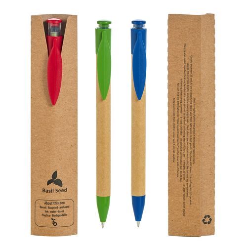 BOLÍGRAFO COROLA CON SEMILLAS Y CLIP FORMA DE HOJA