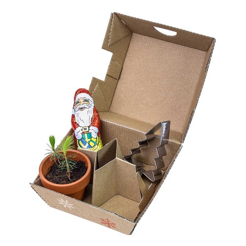 Gift-set Xmas - Clay pots, chocolate Santa Claus and Christmas tree baking molds