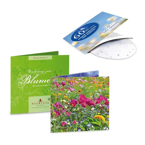 Green-card with seeds - Summerflowers mix, 4/0-c