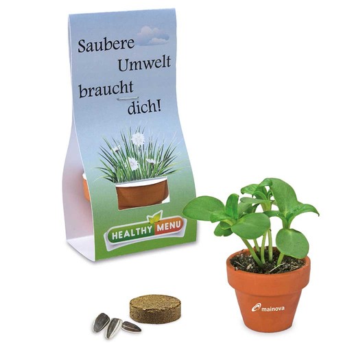 Mini logo-pot handover-packaging with seeds - Four-leaf clover Mini logo-pot handover-packaging with seeds - Four-leaf clover