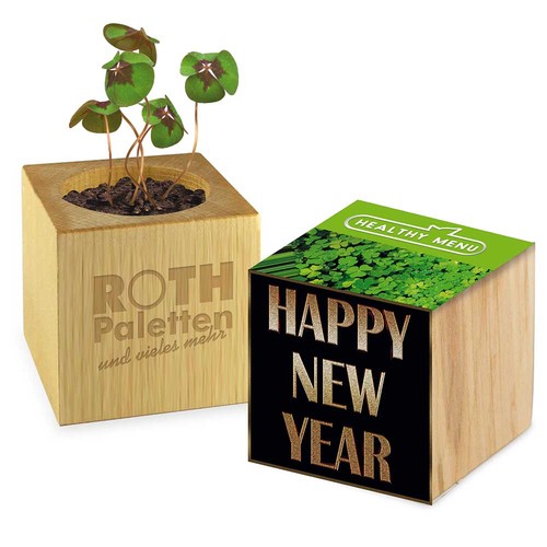 Plant-wood with lucky clover - without laser engraving