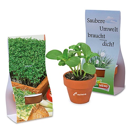 Mini logo-pot handover-packaging with seeds - Cress