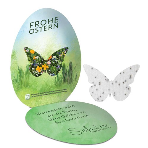 Seed-paper in folding-card egg - Butterfly