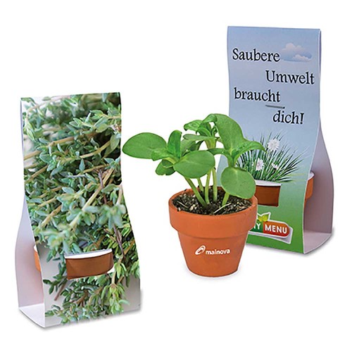 Mini logo-pot handover-packaging with seeds - Thyme