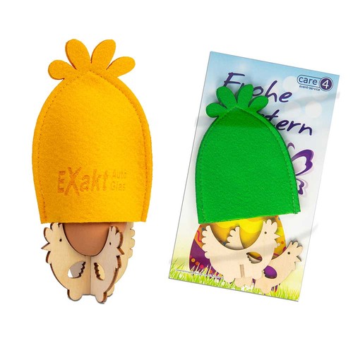 Breakfast egg-set with egg warmer - yellow incl. Laser engraving on the chicken