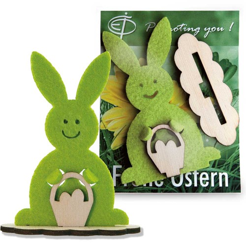 Card with feld-wood figure - Bunny