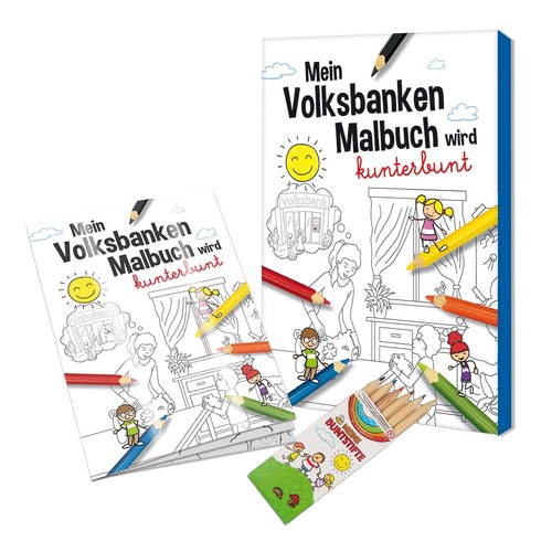 Colouring book / set A6 - Volksbanken - Colouring set with individual front and back sides Colouring book / set A6 - Volksbanken - Colouring set with individual front and back sides