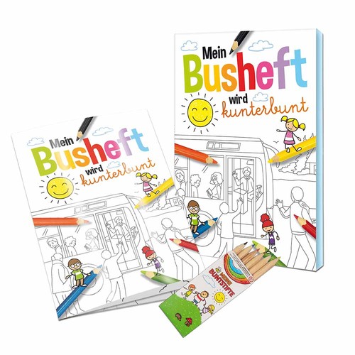 Colouring book / set A6 - Bus - Colouring set neutral