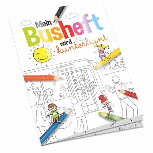 Colouring book / set A6 - Bus - Colouring set with individual front and back sides Colouring book / set A6 - Bus - Colouring set with individual front and back sides