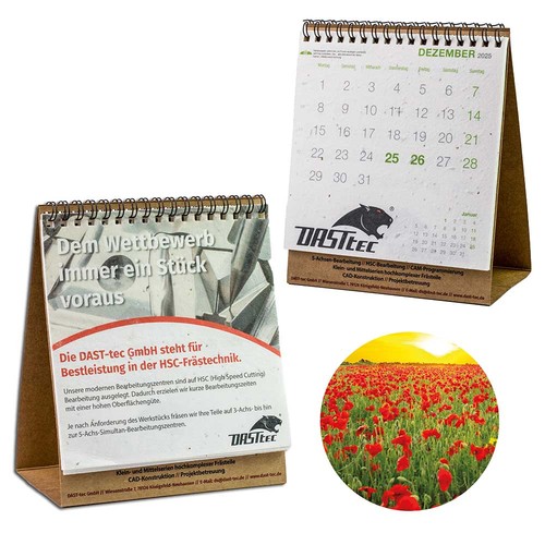 Seed paper desk calendar - Poppy