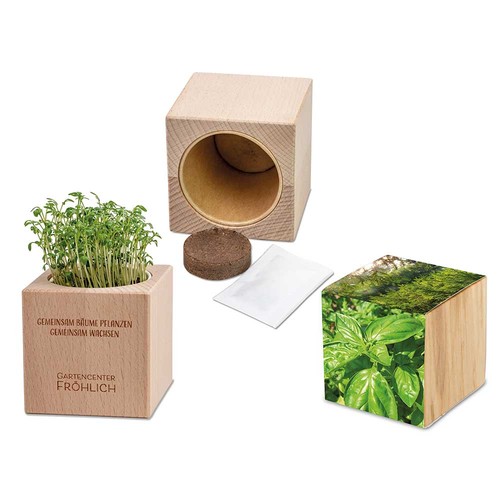 Plant-wood Grande with seeds - Basil
