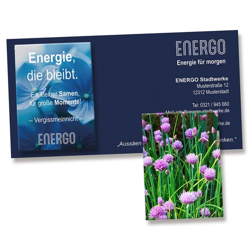 Seed-bag on advertising card - chives