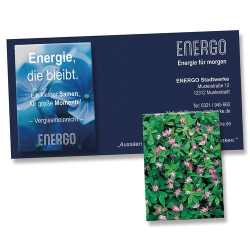 Seed-bag on advertising card - Persian clover (seeds)