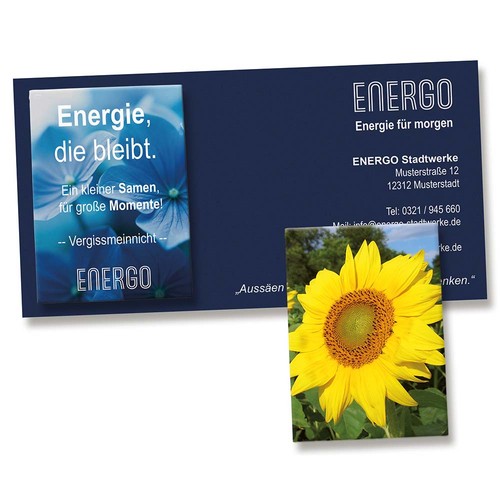 Seed-bag on advertising card - Sunflowers