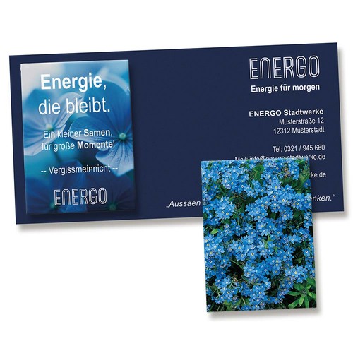 Seed-bag on advertising card - Forget-me-not