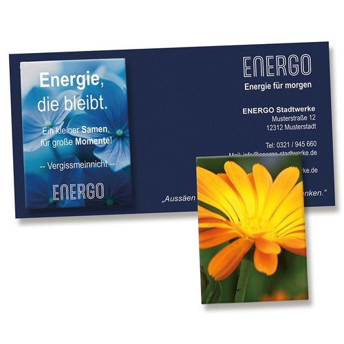 Seed-bag on advertising card - Marigold