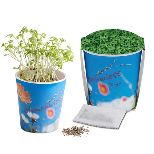 Flower meadow to-go - Garden cress - custom print 4/0-color