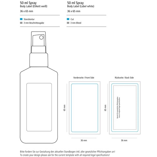 Hand Cleansing Spray, 50 ml, Body Label Hand Cleansing Spray, 50 ml, Body Label