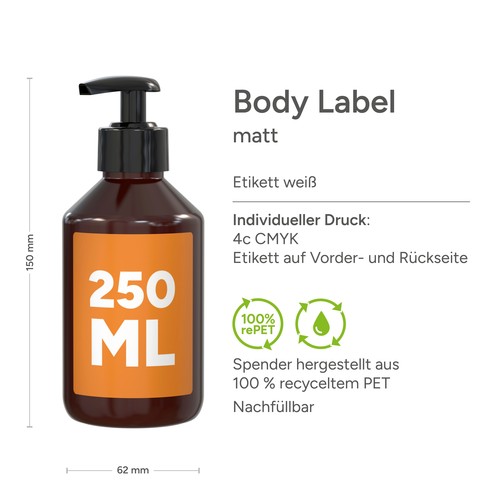 Flüssigseife Rosmarin-Ingwer, 250 ml, Body Label (R-PET)