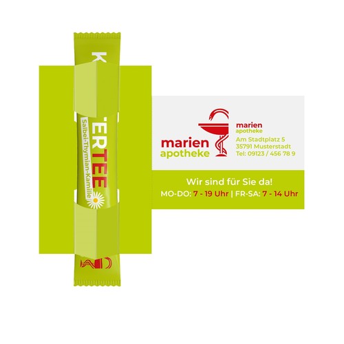 Carte de visite Tea-V-Card inclusif 1 TeaStick (design individuel)