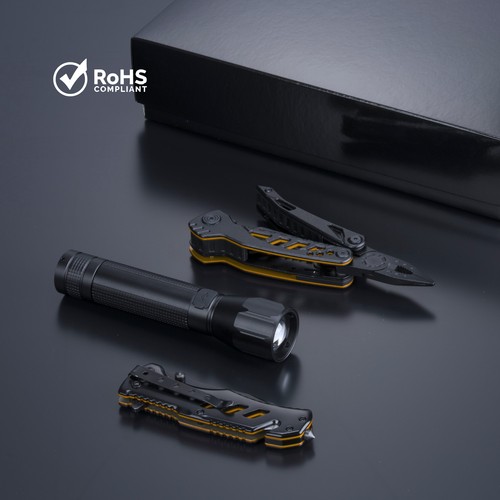 OPTIMA SET III: MULTIHERRAMIENTA, CUCHILLO DE RESCATE Y LINTERNA GRANDE