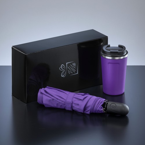 TRAVELLER SET: THERMAL MUG NORDIC 350 ml & FULL AUTOMATIC UMBRELLA