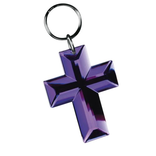 Crucifix Keychain recycled - stamped or standard ring