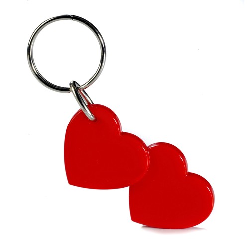 Double Heart Keychain recycled - stamped ring
