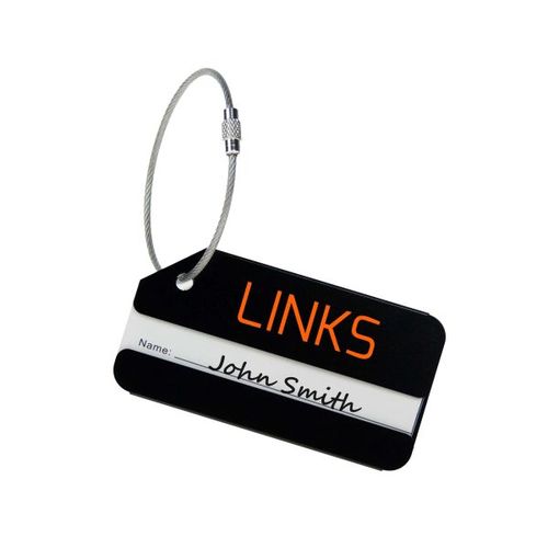 Luggage Tag Aluminium (Noir, Impression en quadrichromie recto) - 1