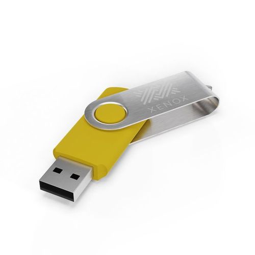 USB Stick Twister (Noir, 64 Go 2.0, Pas de téléversement de données, Gravure recto, Gravure verso)
