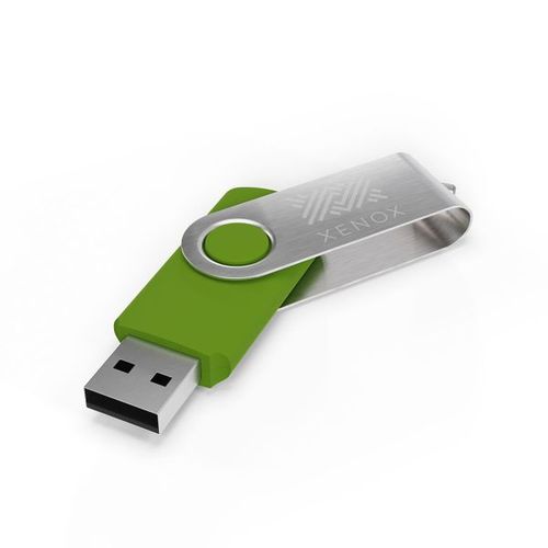 USB Stick Twister (Noir, 64 Go 2.0, Pas de téléversement de données, Gravure recto, Gravure verso)