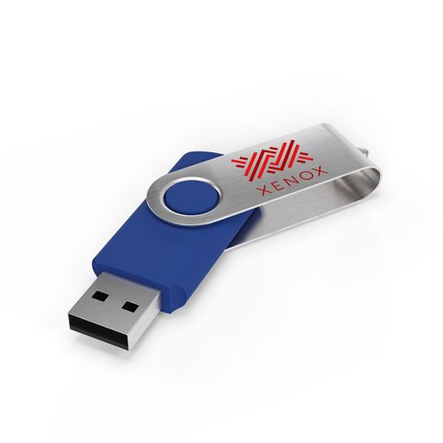 USB Stick Twister (Bleu, 64 Go 2.0, Pas de téléversement de données, Impression en quadrichromie recto, Impression en quadrichromie verso)