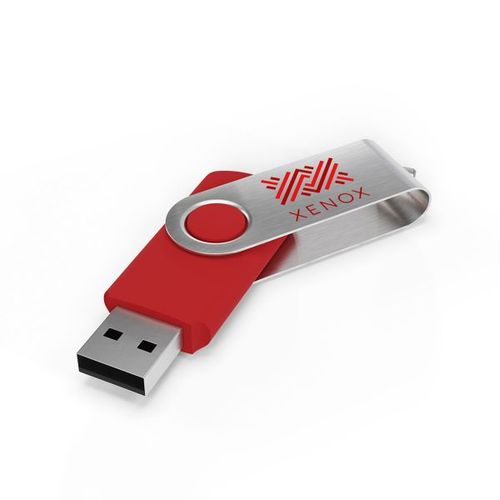 USB Stick Twister (Bleu, 64 Go 2.0, Pas de téléversement de données, Impression en quadrichromie recto, Impression en quadrichromie verso)