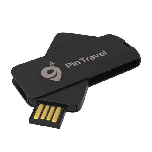 USB Stick Smart Twister Large (Noir, 4 Go 2.0, Pas de téléversement de données, Gravure recto)