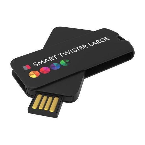 USB Stick Smart Twister Large (Blanc, 8 Go 2.0, Pas de téléversement de données, Impression en quadrichromie recto)
