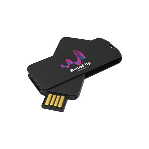 USB Stick Smart Twister (Noir, 4 Go 2.0, Pas de téléversement de données, Gravure recto)
