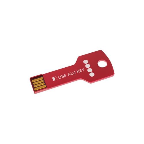 USB Stick Alu Key (Rouge, 128 Go 2.0, Pas de téléversement de données, Gravure recto)